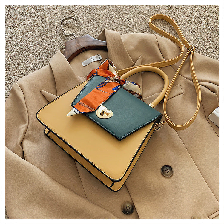 Diagonal trend fashion net celebrity same fashion PU shoulder handbag