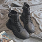 Platform boots round toe lace short Martin boots