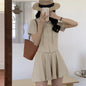 Stylish Commuter Design Hooded Two-Zipper Short-Sleeve Culotte Two-Piece Set