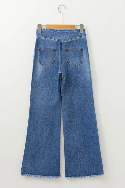 Women's Solid-Color Fashionable Casual Slimming Flared Denim Trousers