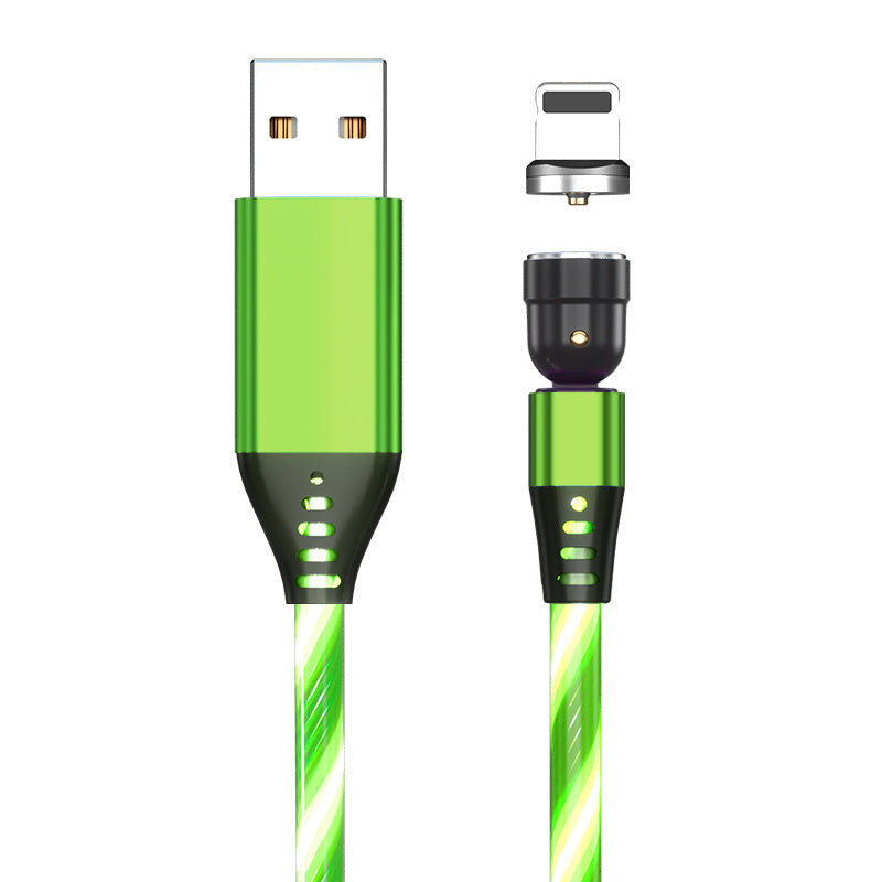 540° Rotating LED Magnetic Charging Cable - 3A Fast Charge for iPhone, USB-C & Micro USB