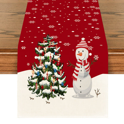 Linen Printed Snowman Old Man Table Mat