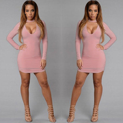Long Sleeve Irregular Edge Sexy Slim Hip Dress