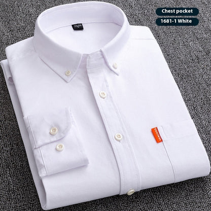 Men's Premium Oxford Cotton Shirt - Long Sleeve Button Down Dress Shirt