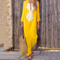 V-neck Loose-fit Cotton-linen Women's Dress