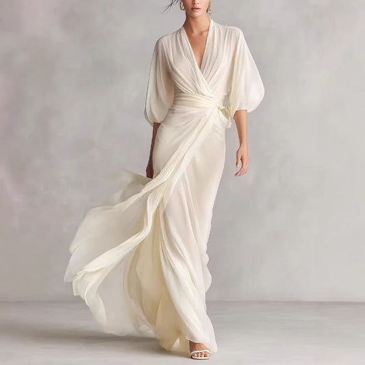 European And American-style Slim-fit Long Dress For Women