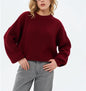 Women's Solid-color Crew-neck Loose-fitting Pullover Sweater
