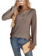 European And American Pineapple Grid Casual Button Round Neck T-shirt Knitted Long Sleeve