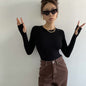 Long-sleeved Crew-neck Pullover Bodycon Top That Flatters And Slims The Figure
