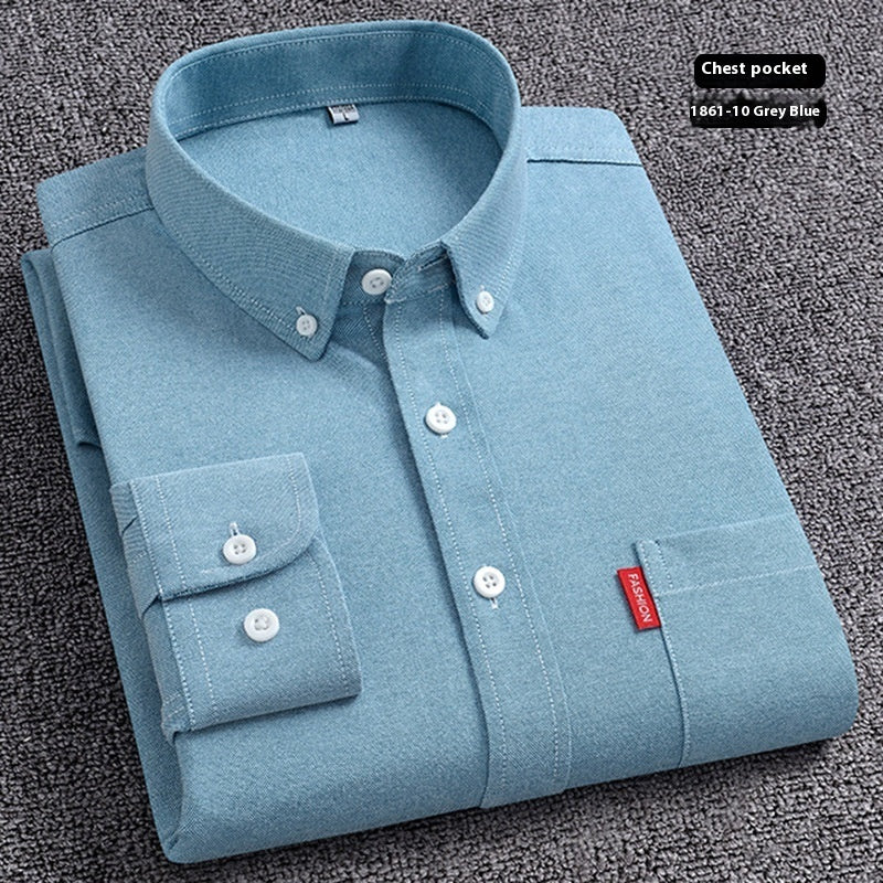 Men's Premium Oxford Cotton Shirt - Long Sleeve Button Down Dress Shirt