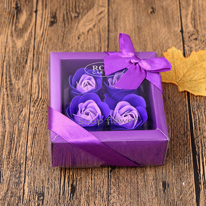 Soap Flower Gift Box Valentine's Day Gift Mother's Day Creative Gifts Bear Flower Rose Heart Shaped Tin Box