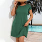 Women’s Casual Ruffle Dress with Cross Back – Loose Fit Summer Style