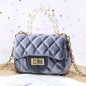 Gold Velvet Mini Pearl Tote