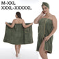 Plus-size Bath Skirt Coral Fleece Bathrobe And Bath Cap Set