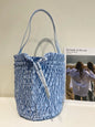 Women's Silk Pleated Drawstring Tote Shoulder Bag