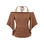 Women's Retro Off-the-Shoulder Beaded Halter Neck Top