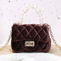 Gold Velvet Mini Pearl Tote
