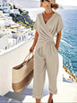 Fashion Solid Color Irregular Short Sleeve Suit