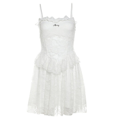 Spring New Women's Solid-Color Sexy Lace-Patchwork Slip Dress