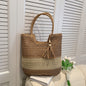 Women's Fashion Simple Tassel Decoration Shoulder Woven Bag