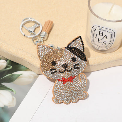Classic Cartoon Cat Hot Rhinestone Keychain Fashion