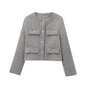 Multi-color Round Neck Casual Short Little Fragrance Style Blazer