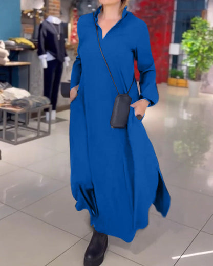 Tamira | Side Slit Lapel Loose Long Dress