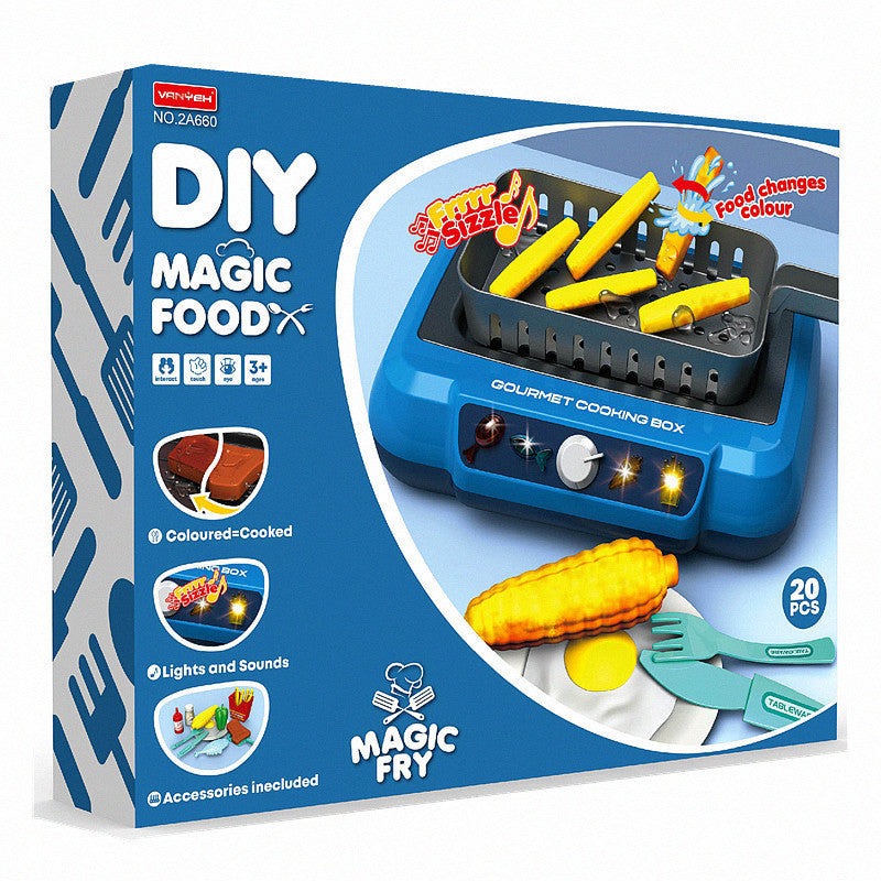Interactive Kitchen Cooking Toy Set - Color-Changing Play Food with Lights & Sounds | Educational Pretend Play for Kids 4-6