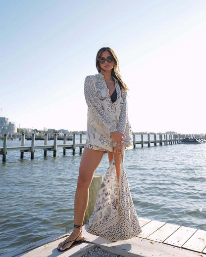 RoyalHoliday | Printed Shirt & Elastic Waist Shorts