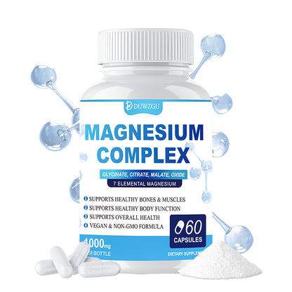 Magnesium Complex Supplement With Glycinate Citrate, Malate Oxide, Supports Bone, Muscle Digestive Health, Vegan Non-GMO, 60 Capsules