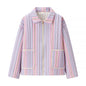 Women's Long-sleeved Polo Collar Stripes Cotton-padded Coat