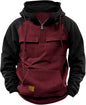 Fall Winter Retro Cargo Hoodies Men's Half Zipper Solid Warm Fleece Sweatshirts Multi Pockets Male Hooded Jackets Thick Outdoor Hooded
