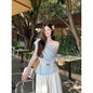 Women's Layered Outerwear Boat-neck Short-sleeve Knit Top