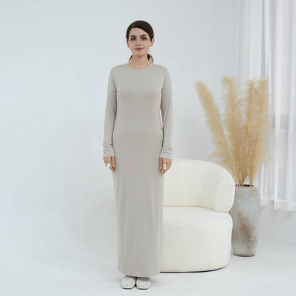 Plus-size Stretchy Long-sleeve Slip Dress