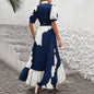 Women's Casual Printed Dress With A Turn-down Collar And Cinched Waist