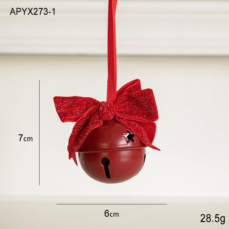Christmas Little Bell Shape Velvet Bow Small Hanging Piece