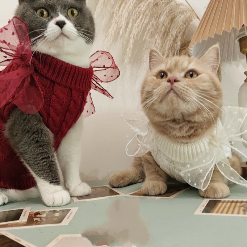 MOG Pet Super Cute Sweater New Year Warm Cat British Short Autumn And Winter Clothes