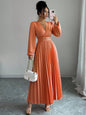 Women's Solid-color Casual Chic V-neck Dress