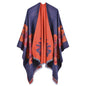 European And American Fashion Jacquard Split Thickened Warm Split Shawl