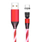 540° Rotating LED Magnetic Charging Cable - 3A Fast Charge for iPhone, USB-C & Micro USB