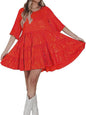 Fashionable Round-neck Loose-fit Short-sleeve Dress With Sequins