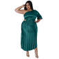 Fashionable And Sexy Off-the-shoulder Drawstring Pleated Dress