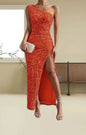2023 Sexy Strapless Mermaid Sequin Split Dress