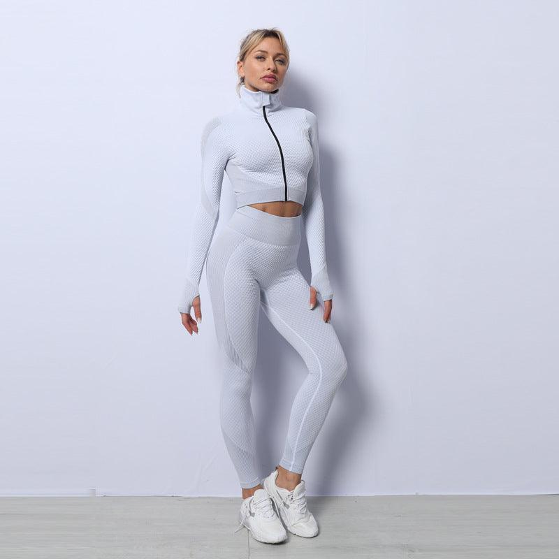3 Piece Yoga Outfit Gym Leggings Sports Bra Tracksuit