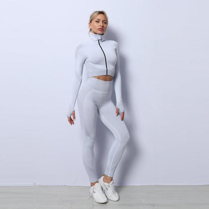 3 Piece Yoga Outfit Gym Leggings Sports Bra Tracksuit