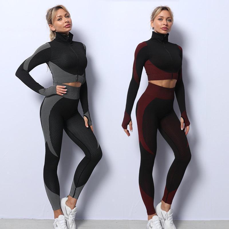 3 Piece Yoga Outfit Gym Leggings Sports Bra Tracksuit