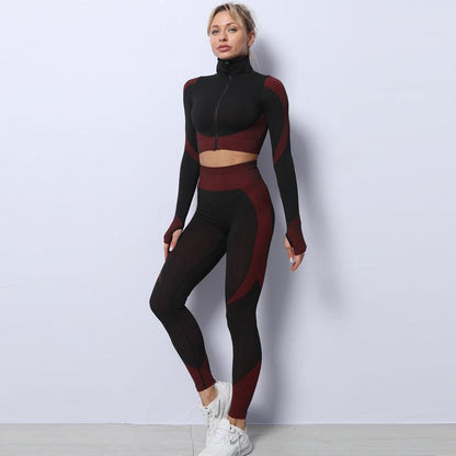 3 Piece Yoga Outfit Gym Leggings Sports Bra Tracksuit