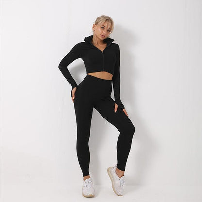 3 Piece Yoga Outfit Gym Leggings Sports Bra Tracksuit
