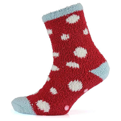 4 Pairs Ladies Christmas Slipper Socks Non-Skid Gripper Soles Winter Stocking Filler Gift Festive Rudolph Penguin Designs Sock Stack