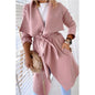 Lapel solid color long trench coat